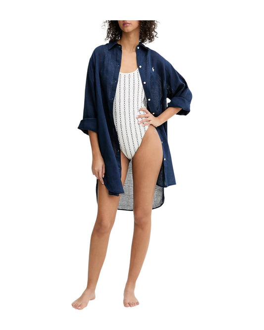 Camicione in cotone e lino Navy 21564377 NAVY RALPH LAUREN 