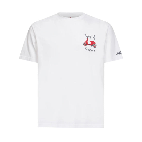 T-Shirt bianca con ricamo King of scooters POT0001 04328L MC2 SAINT BARTH 
