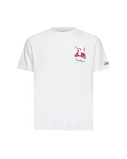 T-Shirt bianca con ricamo King of scooters