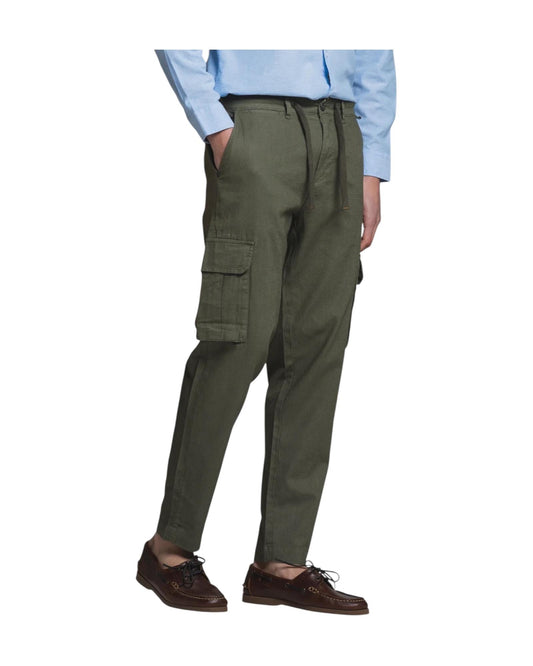 Pantalone Cargo in misto lino Military green ELMON MLNC03 IMPURE 