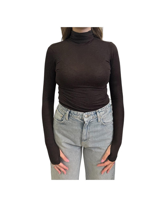 Maglia collo alto e manica lunga Marrone ADRIANNA 18 CHS 