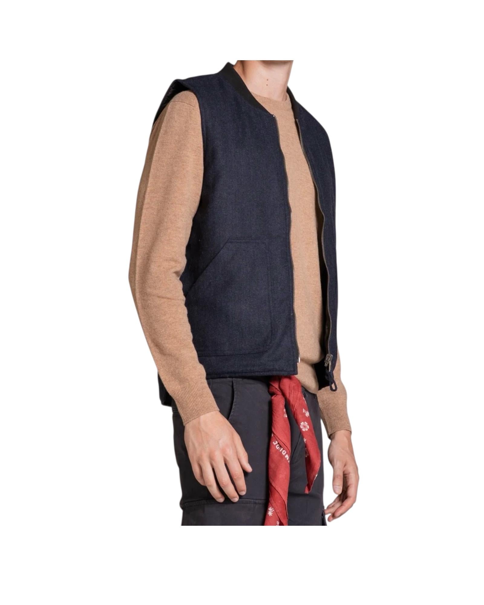 Gilet Martin reverse mixed wool Blue MARTIN MWBC27 IMPURE 