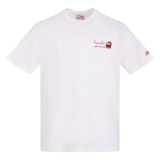 T-shirt di cotone con ricamo Famolo strano POT0001 05268H MC2 SAINT BARTH 