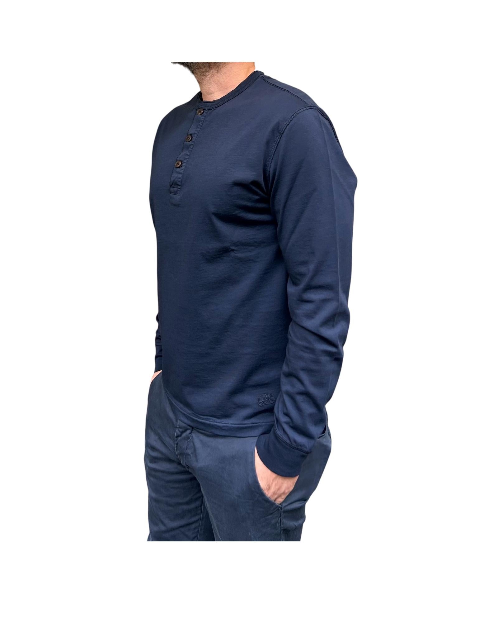 T-shirt manica lunga con bottoni Navy W1011 NAVY BL'KER 