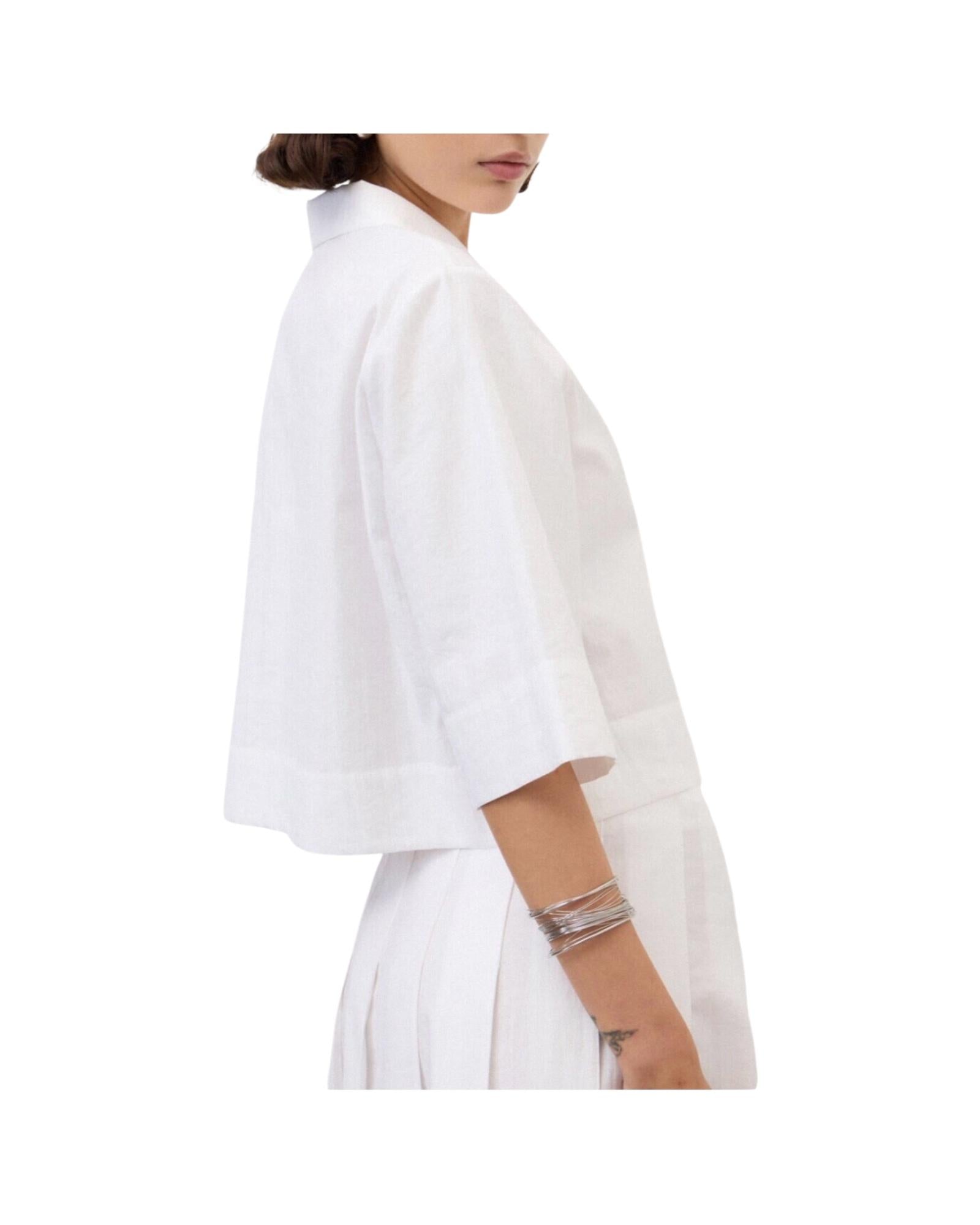 Camicia cropped a mezza manica Bianco AAG DC5268 BIANCO OTTOD'AME 