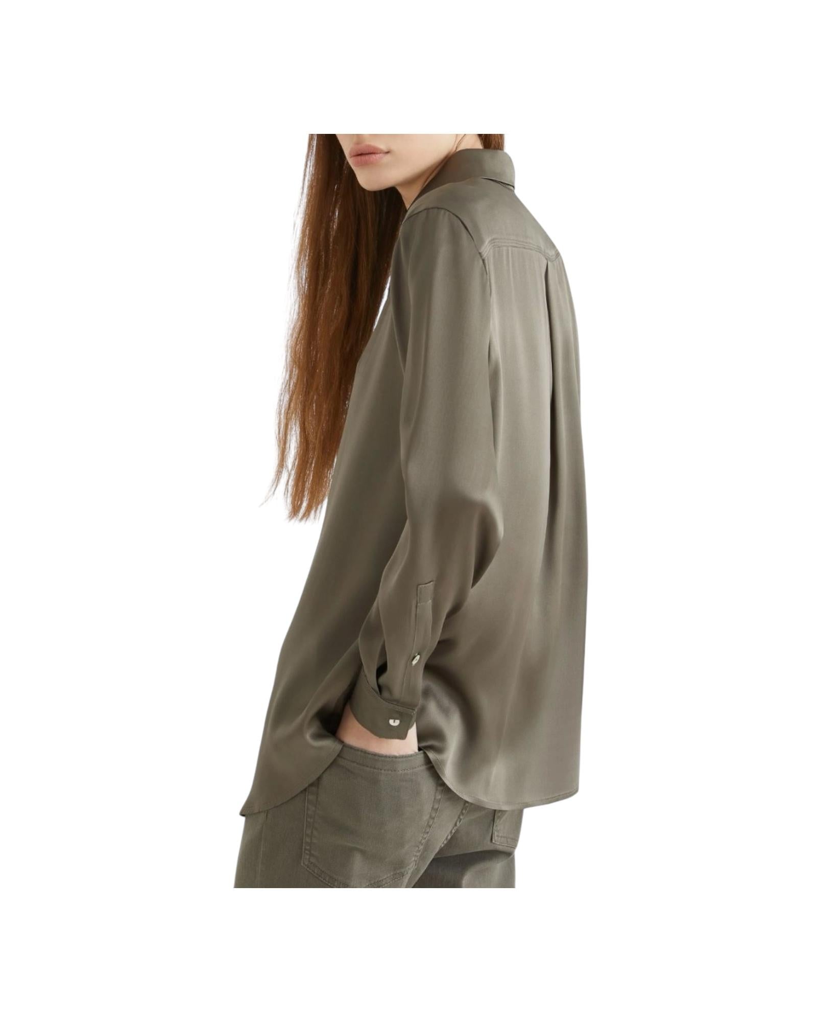 Camicia in raso di misto seta Verde BUNNY 002 MARELLA 