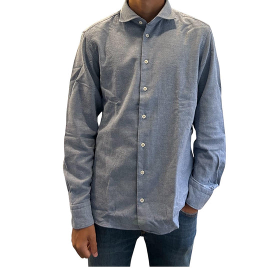 Camicia uomo in flanella Celeste B2338 14 BASTONCINO 