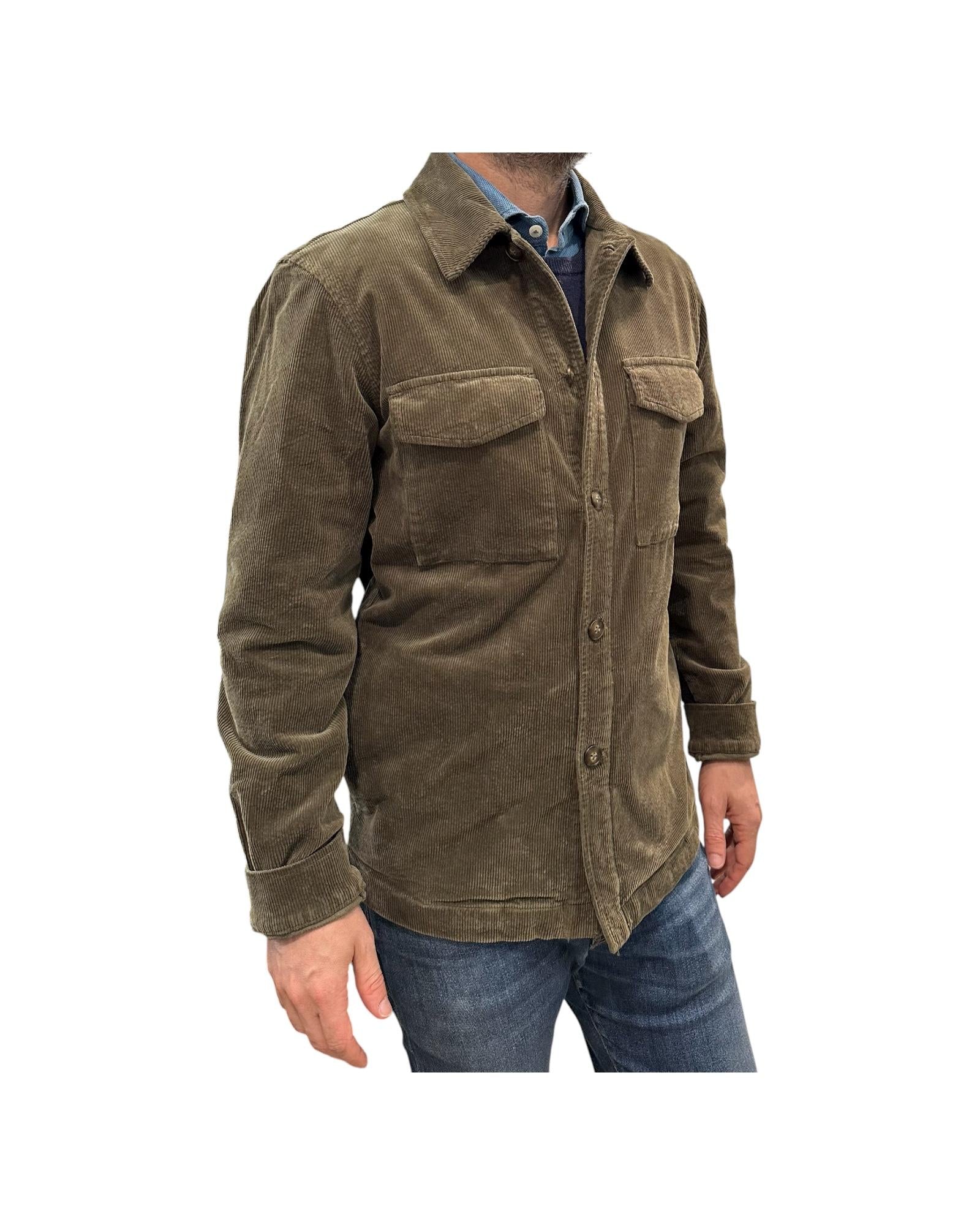 Overshirt in velluto Night green AU26W04OS PA1547 NIGHT GREEN Alley docks 