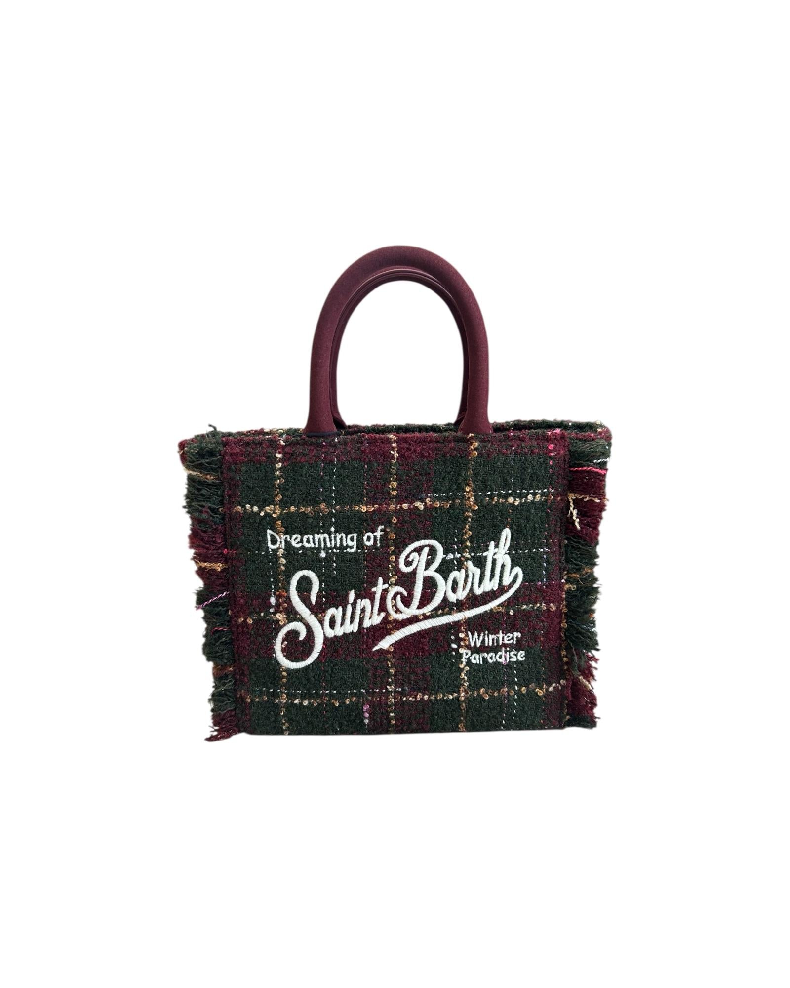 Borsa Mini vanity tweed Check verde bordeaux VAMI026 01330I MC2 SAINT BARTH 