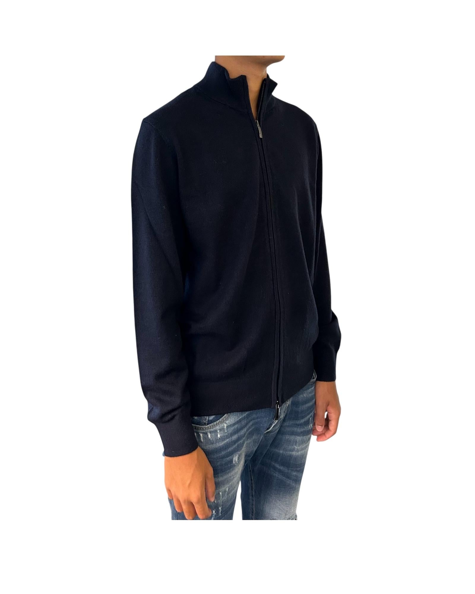 Maglione full zip misto cashmere Blu 87006 235 CAVALIERI MILANO 