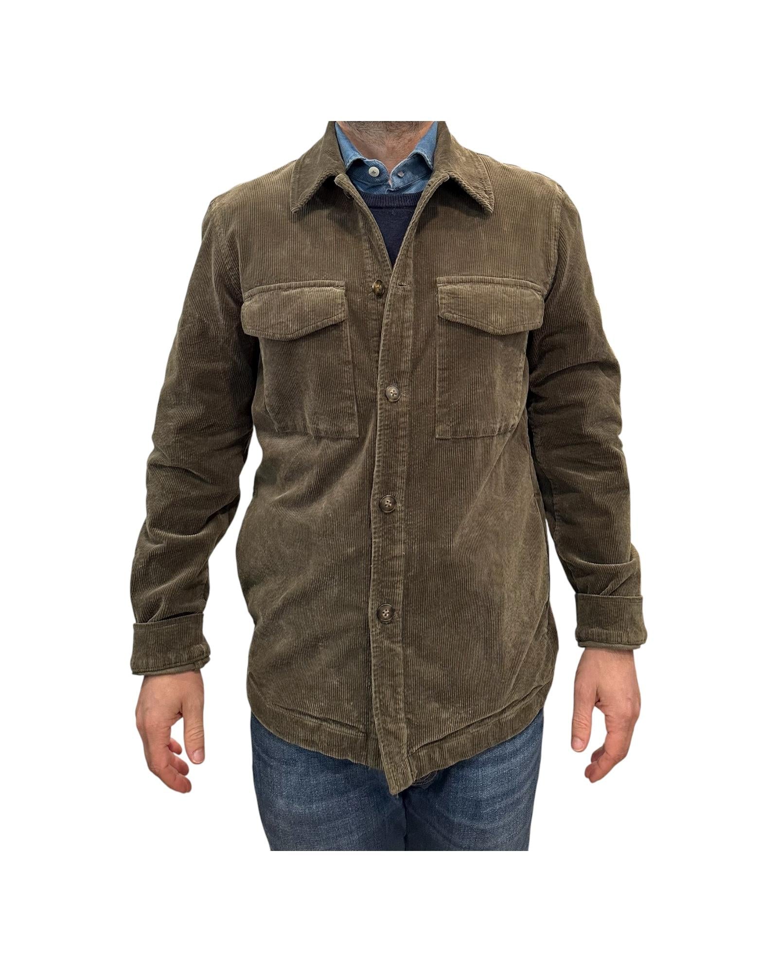Overshirt in velluto Night green AU26W04OS PA1547 NIGHT GREEN Alley docks 