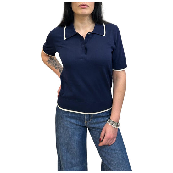 Polo con profili a contrasto Navy M38 919 222 FLOOR 