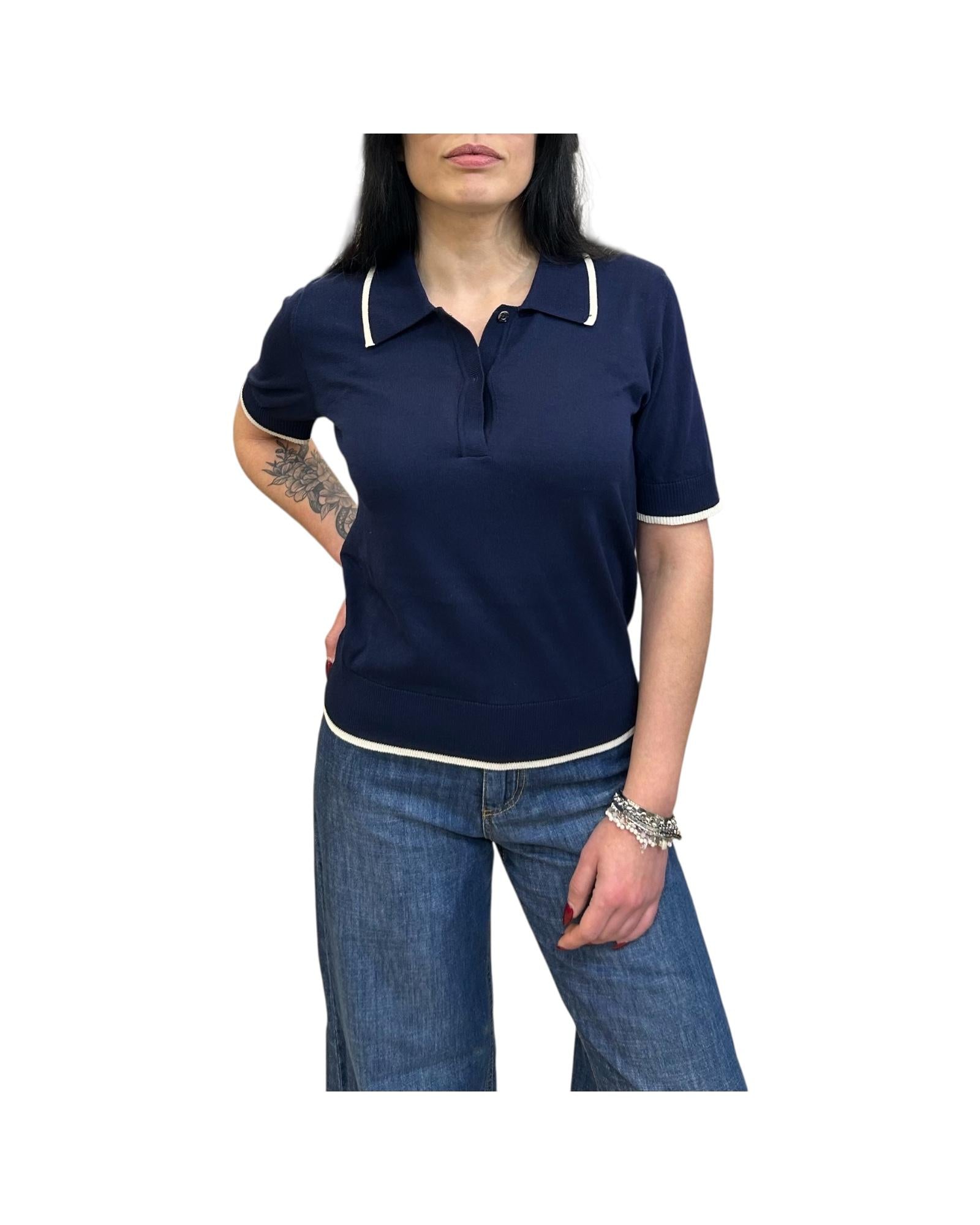 Polo con profili a contrasto Navy M38 919 222 FLOOR 