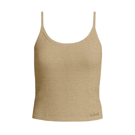 Canotta lurex in cotone stretch Beige ZAI0001 01236L MC2 SAINT BARTH 