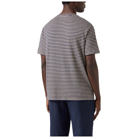 T-shirt in misto lino con ricamo logo Blu DOV0010 00283L MC2 SAINT BARTH 