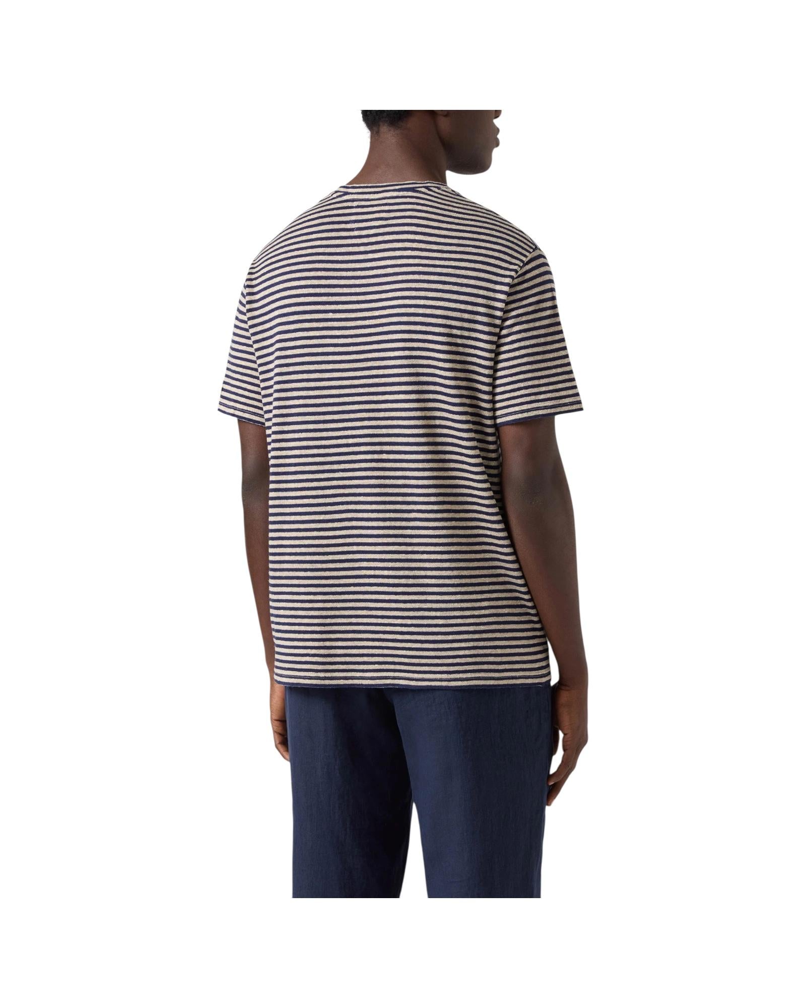 T-shirt in misto lino con ricamo logo Blu DOV0010 00283L MC2 SAINT BARTH 