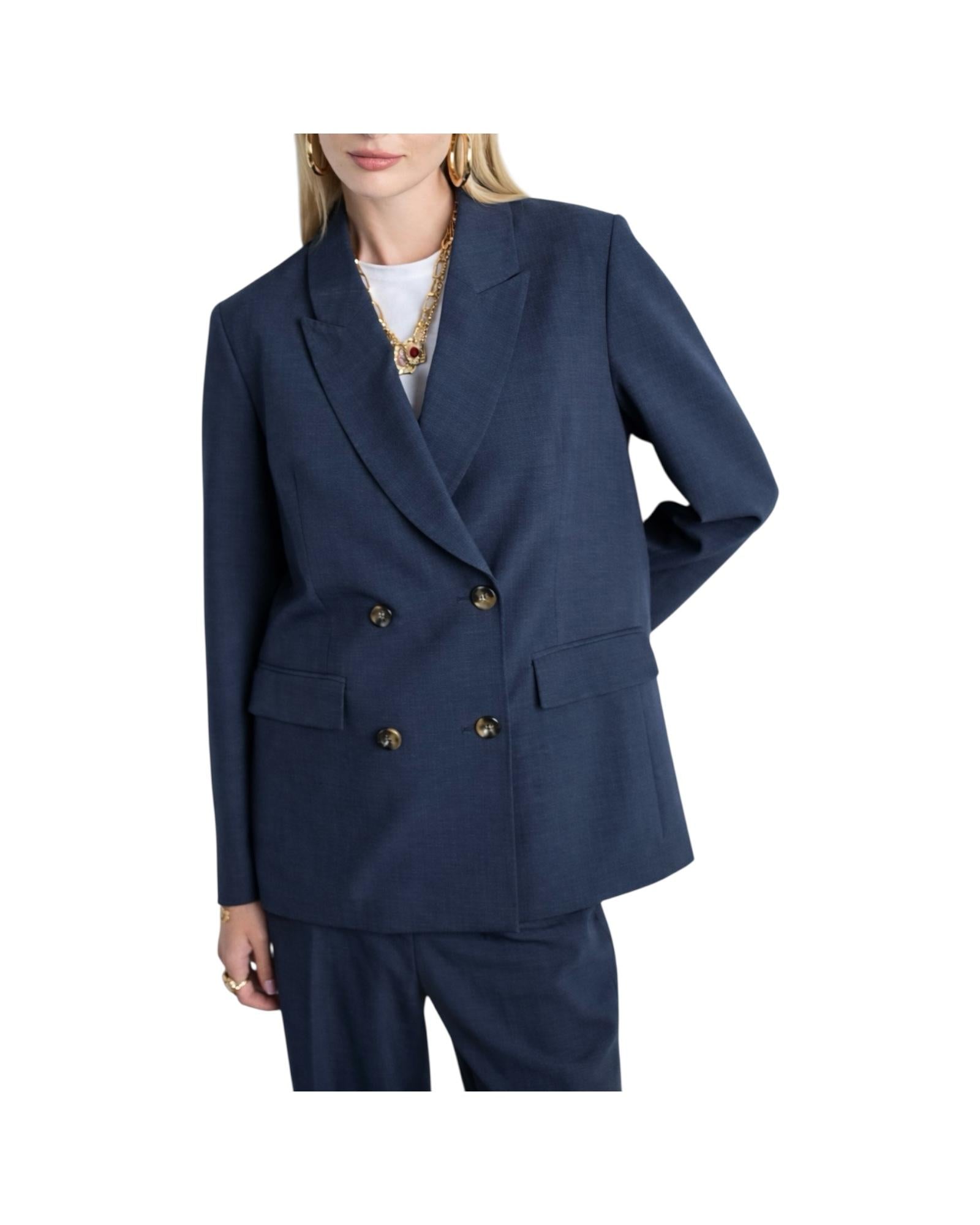 Blazer doppiopetto effeto laminato Navy 10C NAVY SINCE'RE PARIS 