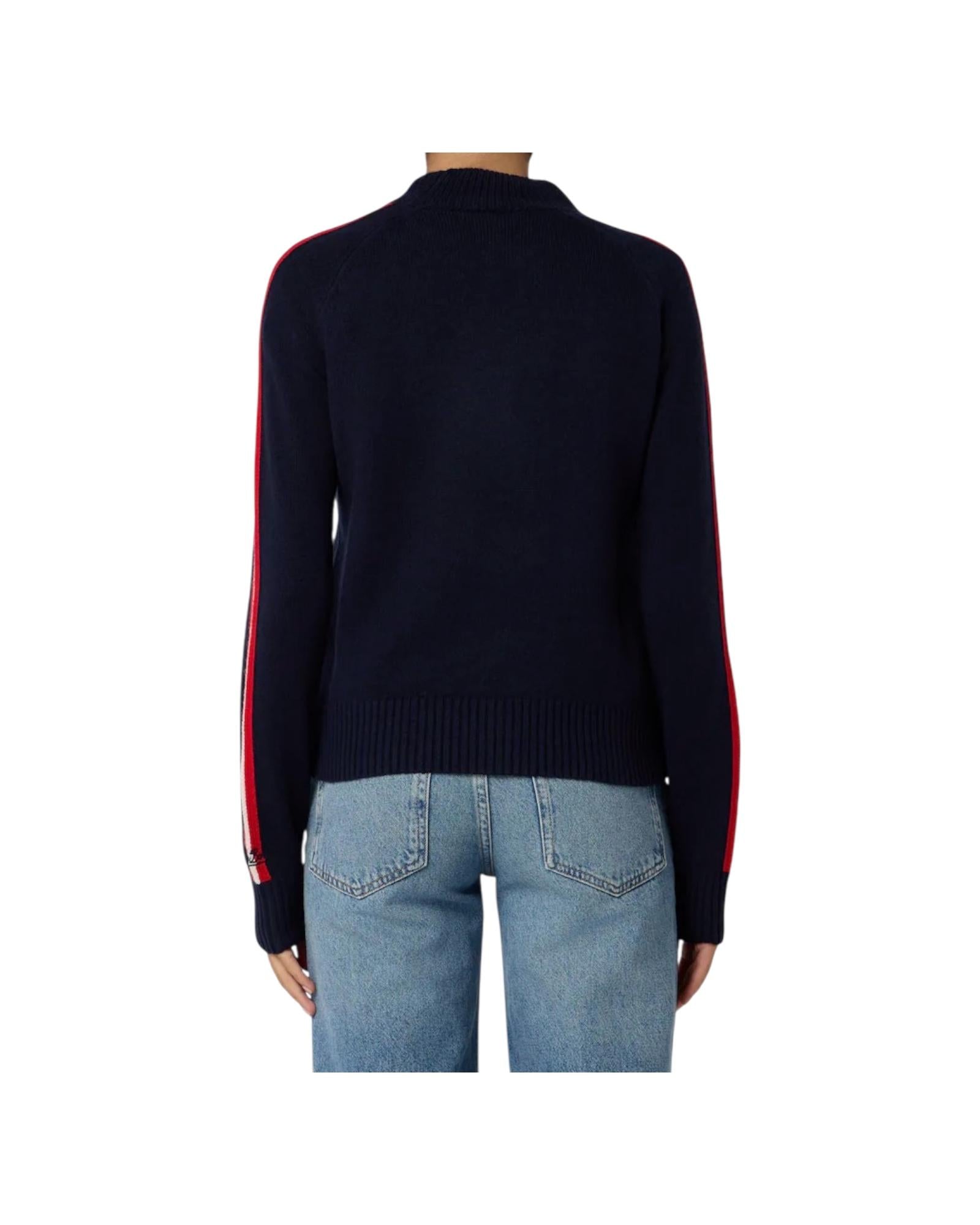 Maglione con ricamo Ski Lover Blu PEA0001 00446I MC2 SAINT BARTH