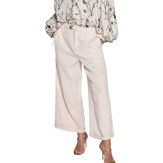 Pantalone ampio in misto viscosa Panna 26SD14RIS 62 PANNA WHITESAND 