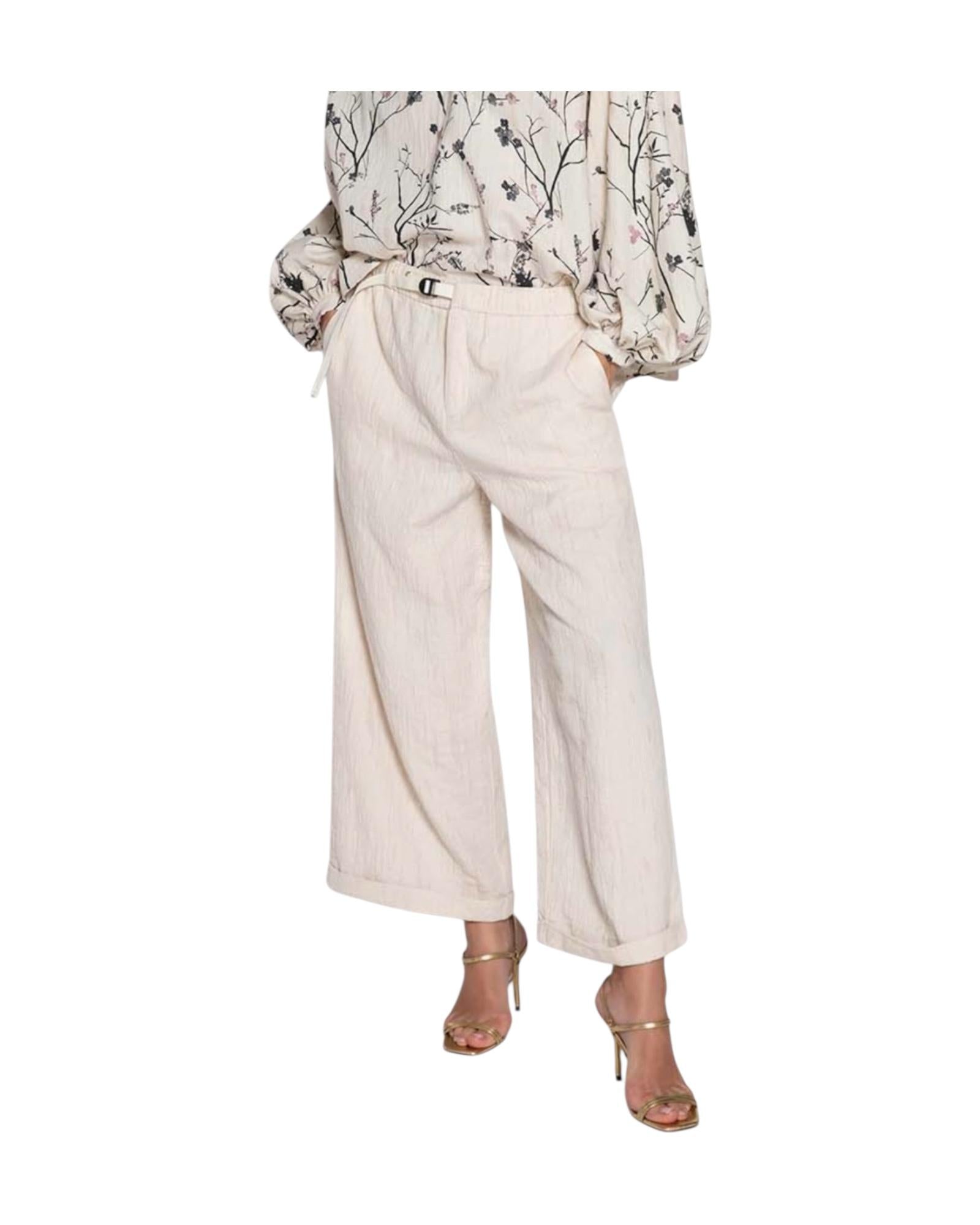Pantalone ampio in misto viscosa Panna 26SD14RIS 62 PANNA WHITESAND 