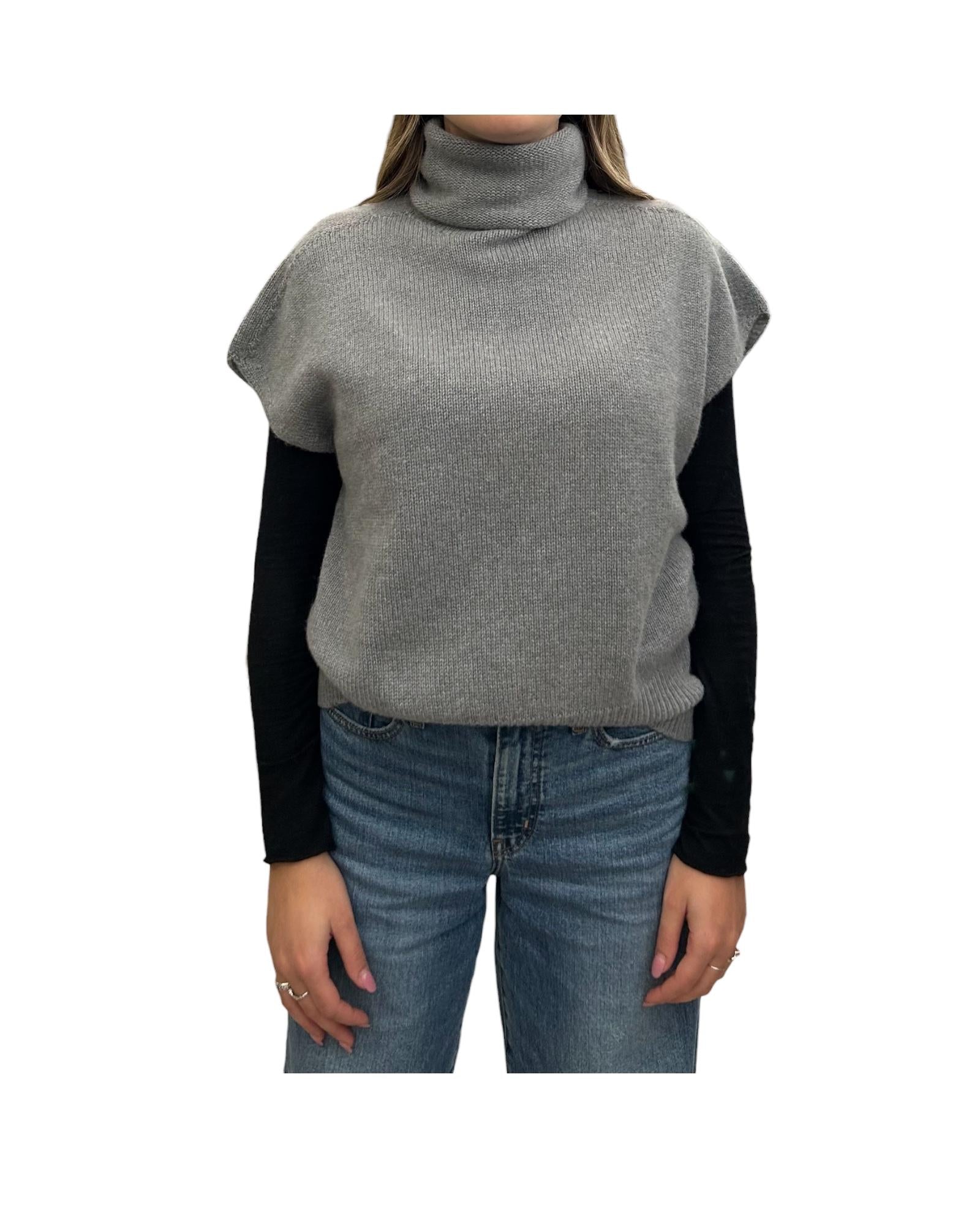 Gilet Over collo alto in cashemre Grigio 85886 114 RETOIS 