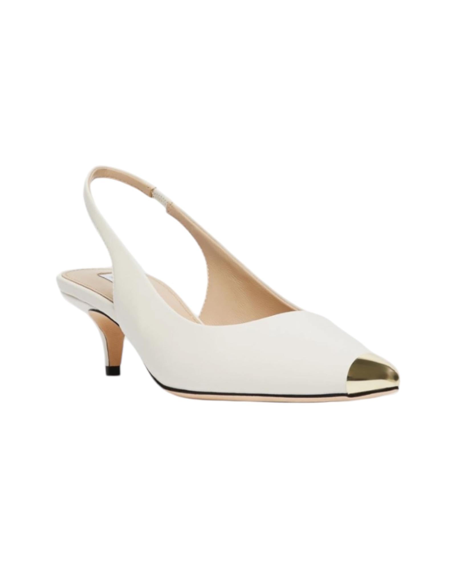 Slingback Papero con punta in metallo, bianco. PAPERO 002 MARELLA