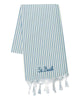 Fouta classico a nido d'ape con righe bianco celesti