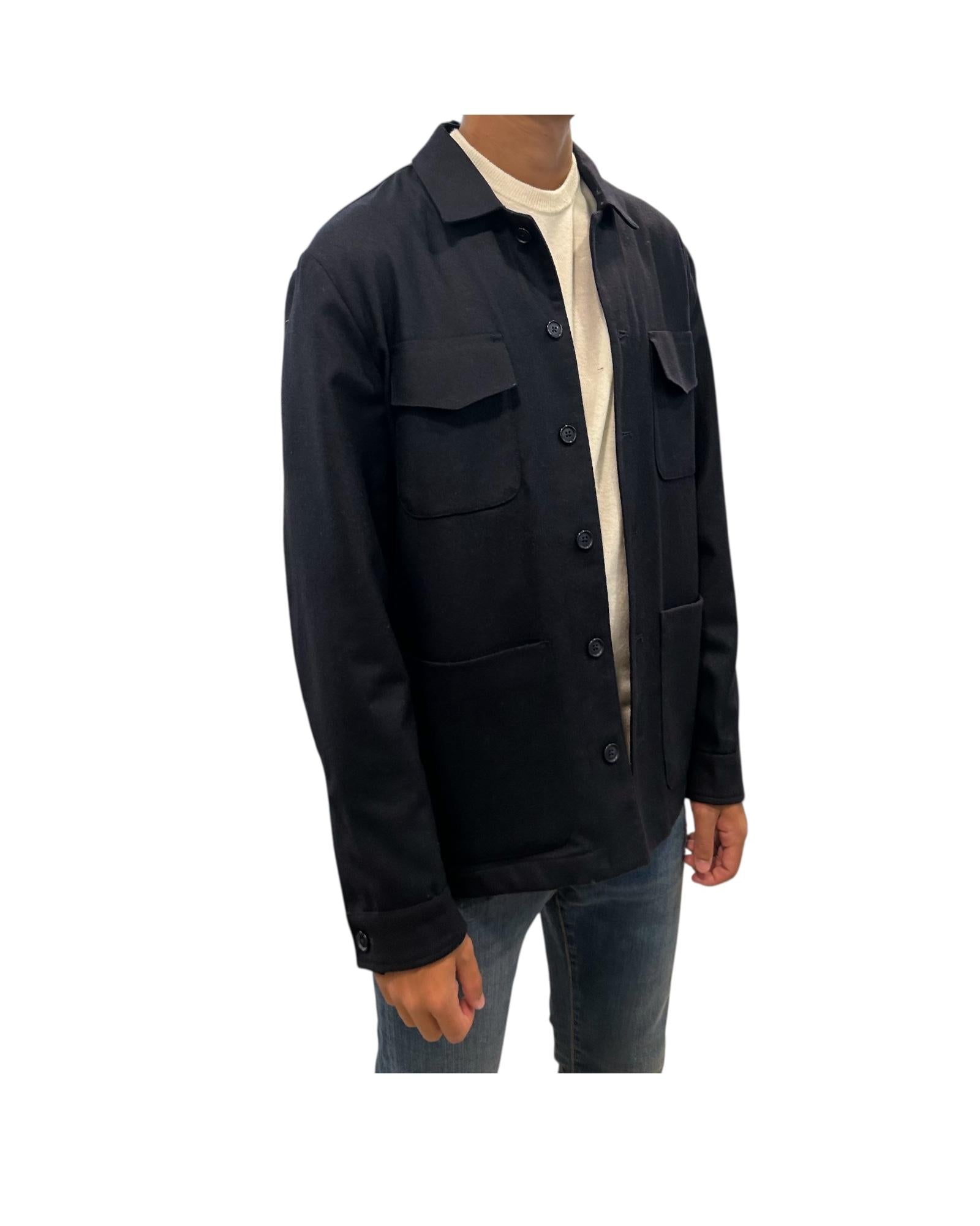 Overshirt in lana Blu FIL3121 8 BASTONCINO 