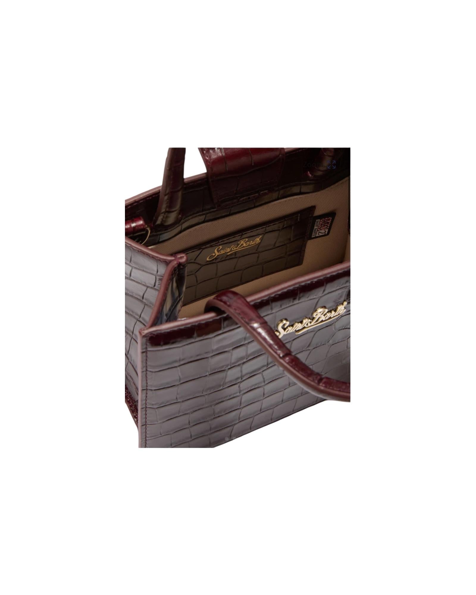 Shop Bag mini in pelle stampa cocco bordeaux SHBM0002 00510I MC2 SAINT BARTH 