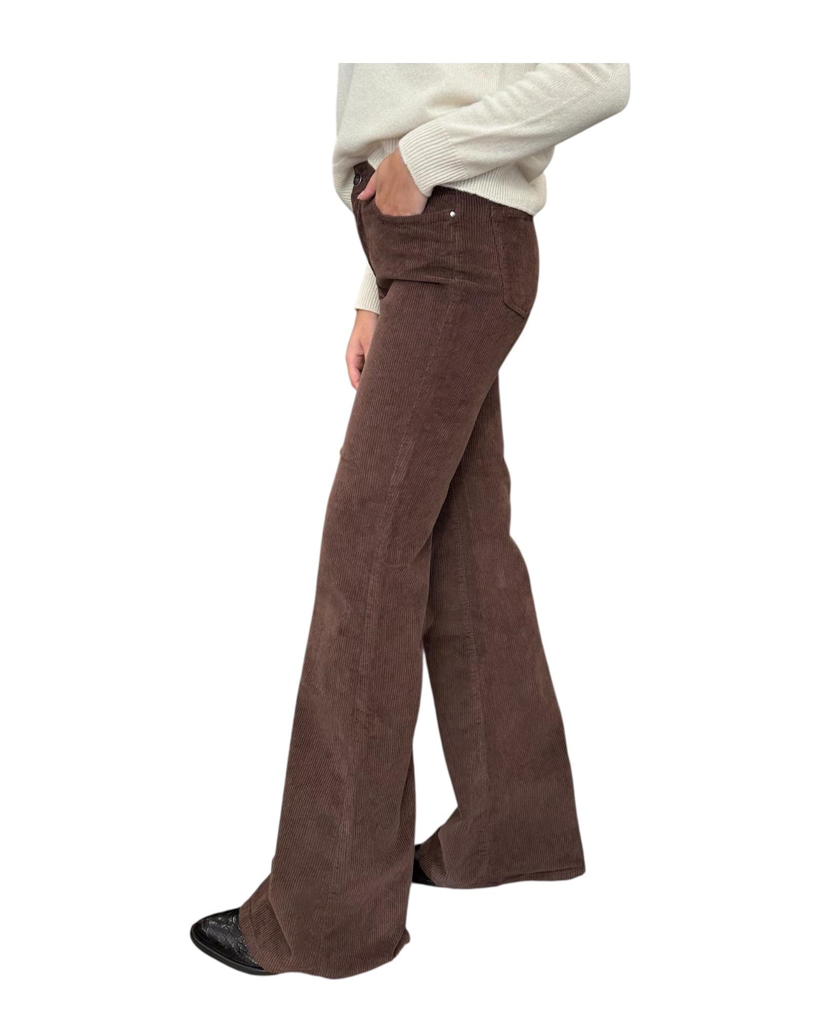 Pantalone Eos a zampa in velluto Cannella EOS 5 CANNELLA God save denim 