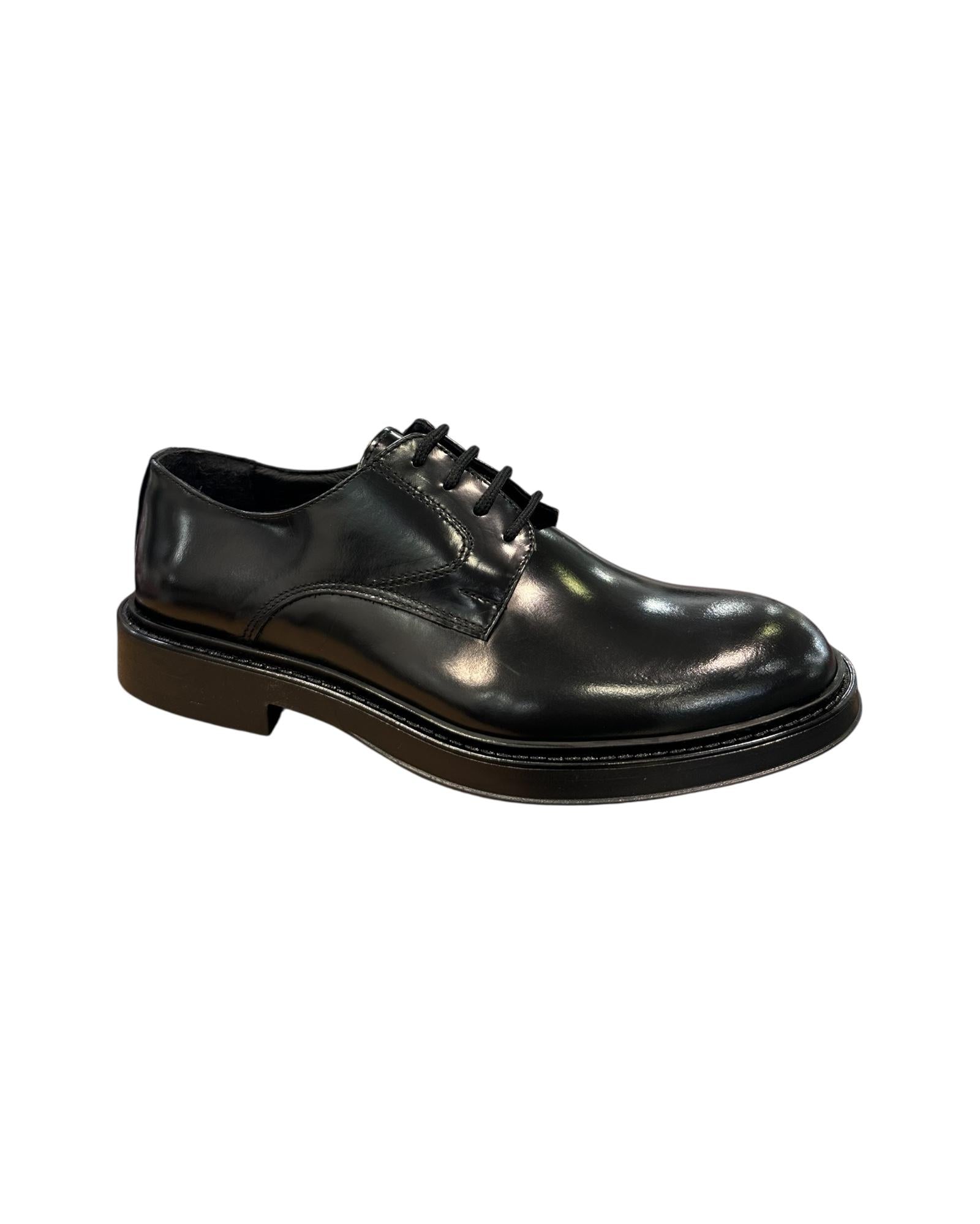 Derby in vera pelle Nero 720 ABRASIVATO NERO Antico calzaturificio artigiano 