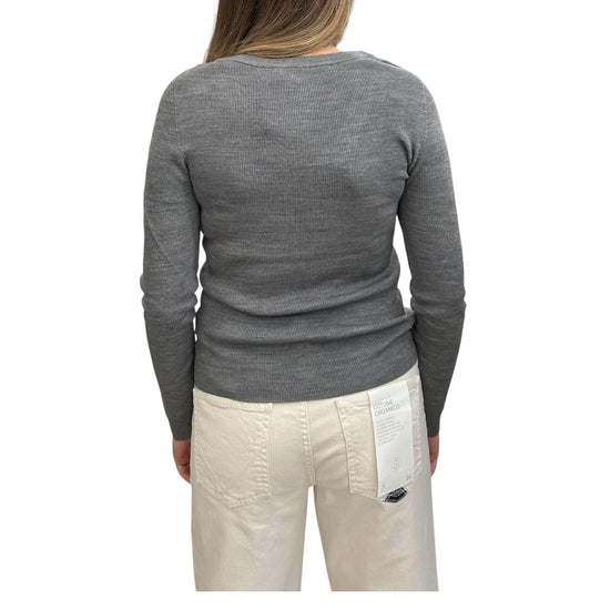 Maglia scollo a V in lana merino Grigio MTA P102 065 haveone 