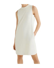 Abito Mariacarla smanicato in ever satin bianco lana.