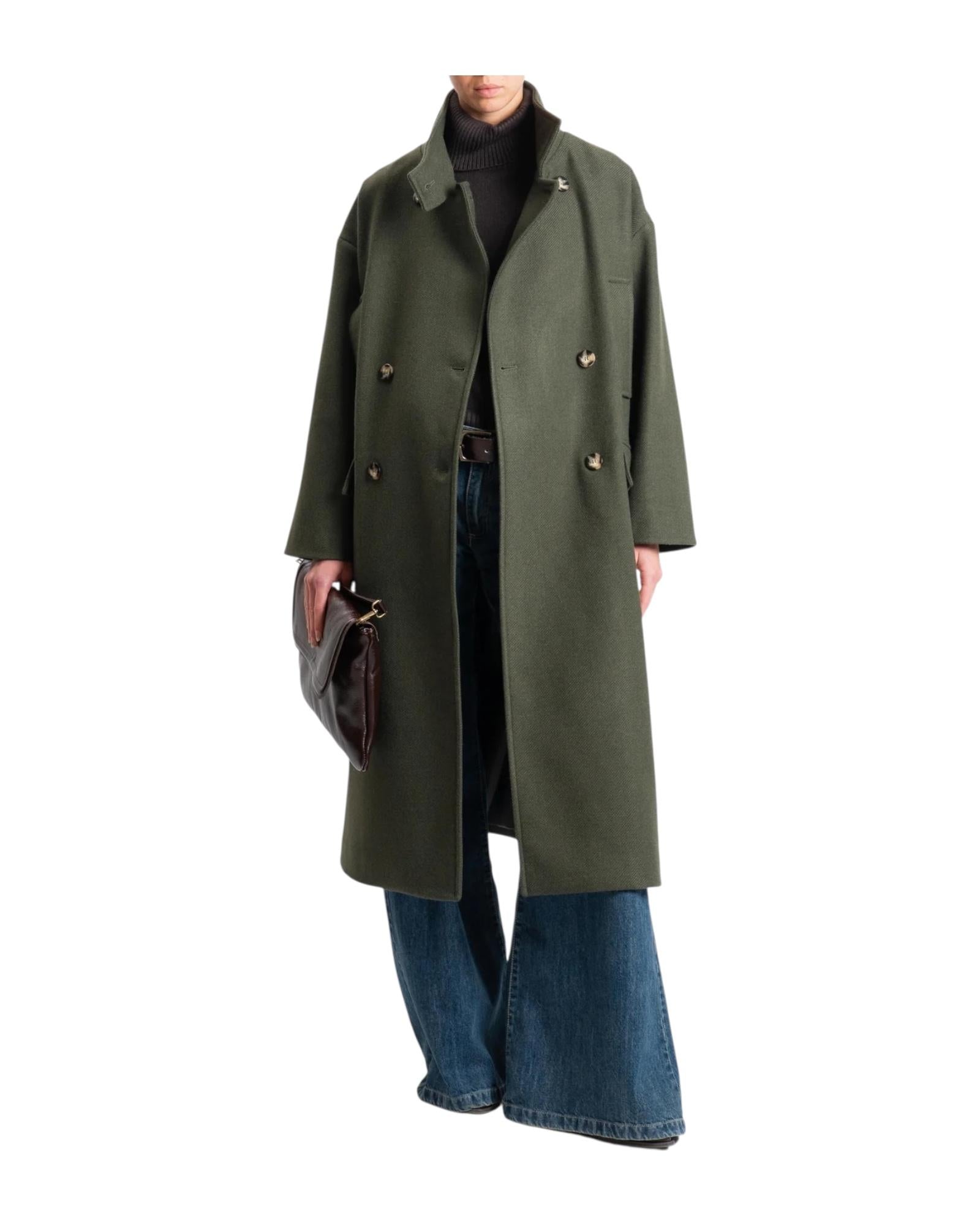 Cappotto doppio petto misto lana Verde militare TF1795 VERDE MILITARE VICOLO 
