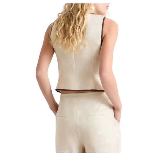 Gilet ricamato in lino Beige EROVIA 003 MARELLA 