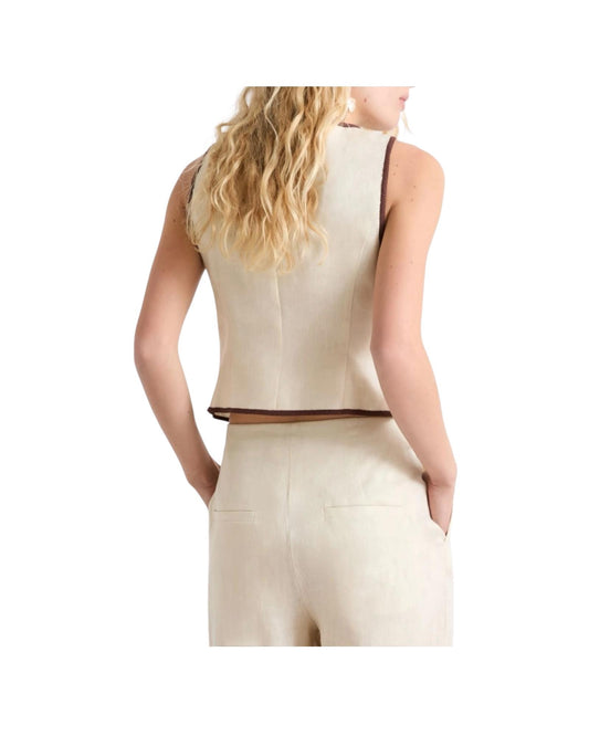 Gilet ricamato in lino Beige EROVIA 003 MARELLA 