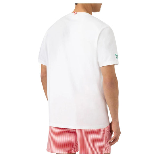 T-shirt Portofino bianca con ricamo Pizza Fredda Birra Calda POT0001 04542L MC2 SAINT BARTH 