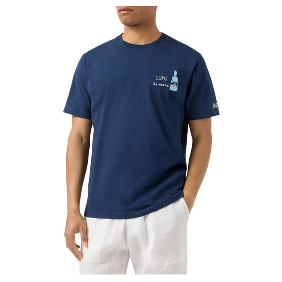 T-shirt Portofino blu con ricamo Lupo Di Mare POT0001 04458L MC2 SAINT BARTH 