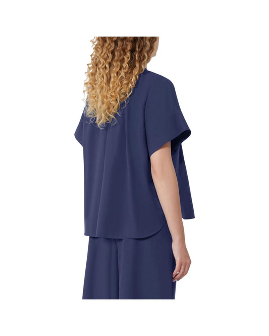 Camicia girocollo in popeline di cotone Blu EDUCATA 008 MAX MARA WEEKEND 