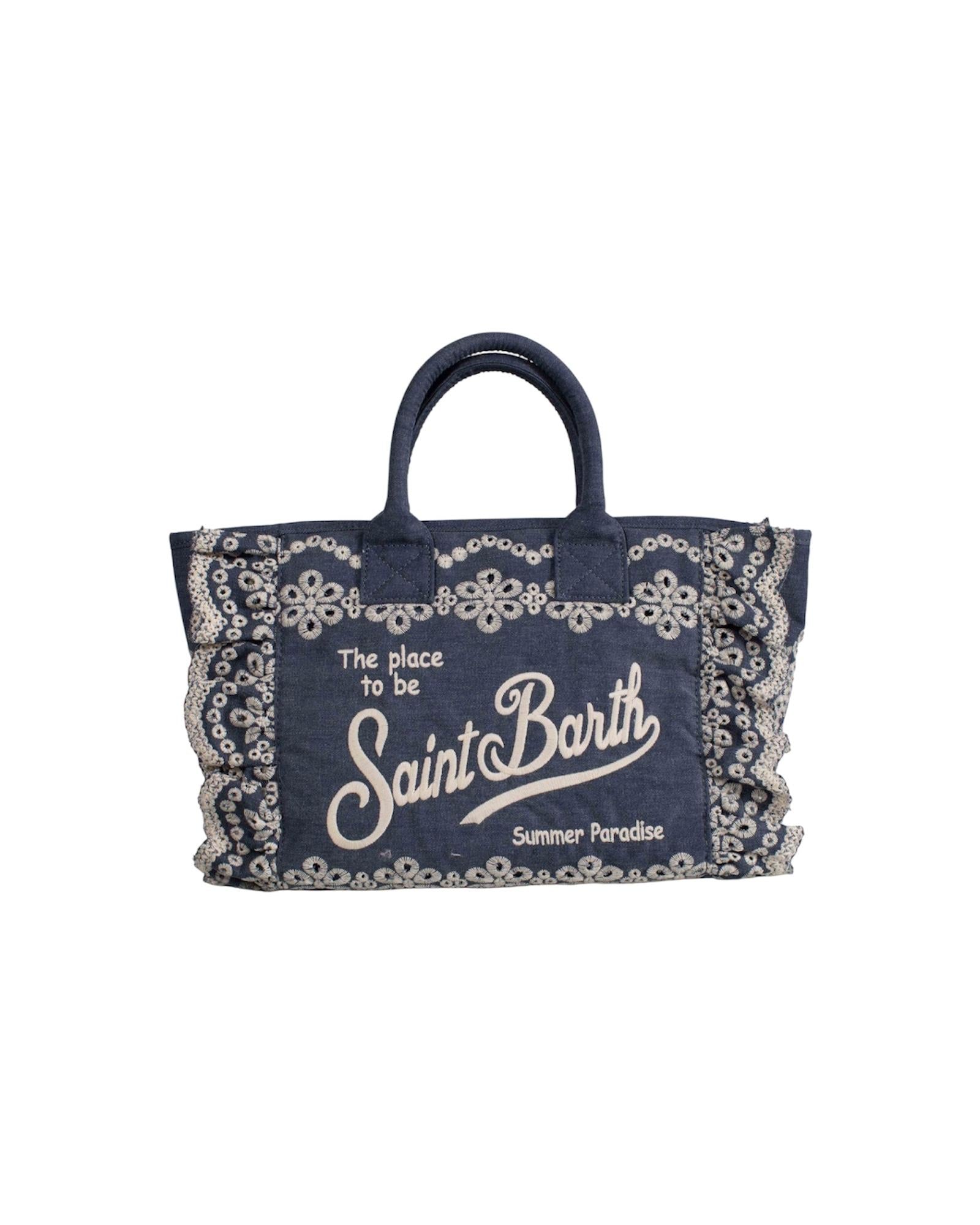 Borsa Colette Volant in cotone Sangallo Denim COL0027 00485L MC2 SAINT BARTH 