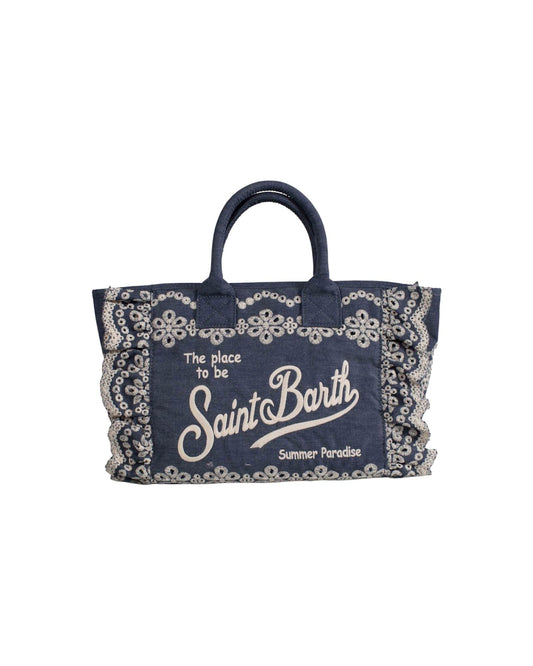 Borsa Colette Volant in cotone Sangallo Denim COL0027 00485L MC2 SAINT BARTH 