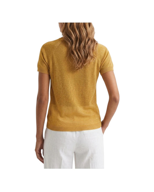 Maglia girocollo con finitura lurex Ocra GIRELLO 001 MARELLA 