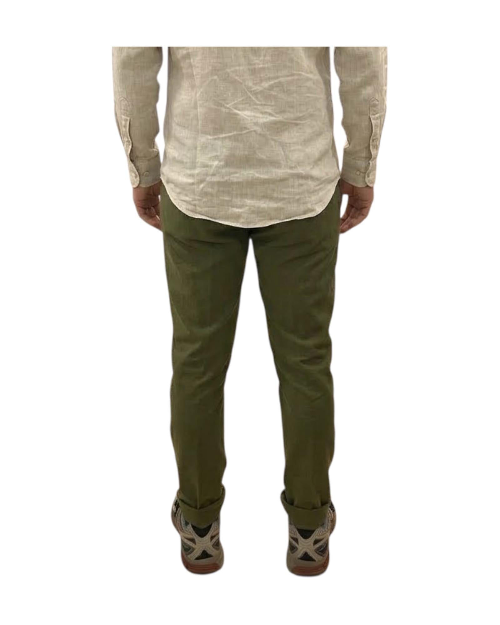 Pantalone Bristol misto lino Military 019 BRISTOL MISTO LINO OLD MILITARY GREEN MODFITTERS 