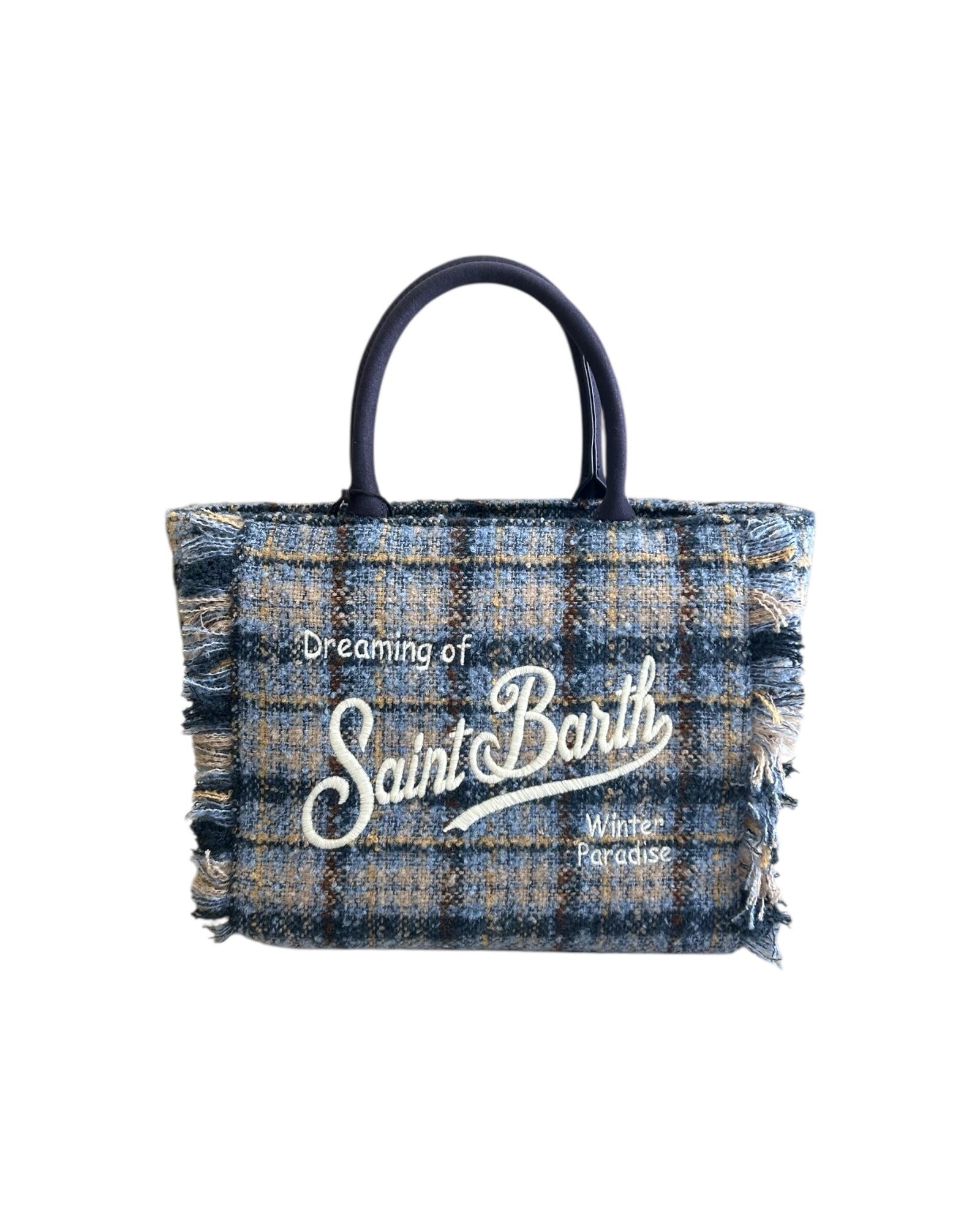 Borsa Colette con motivo tweed Check blu COL0036 03527I MC2 SAINT BARTH
