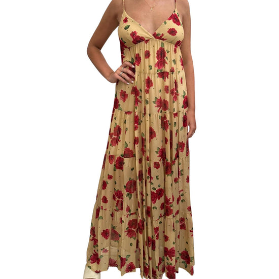 Abito lungo a balze Beige floreale 185209 02092 Aniye by 