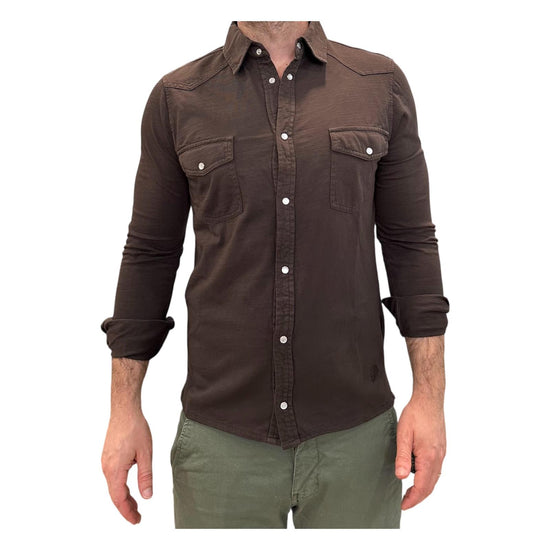 Camicia Western Uomo El Paso Fiammata, brown 6506 DARK BROWN BL'KER 