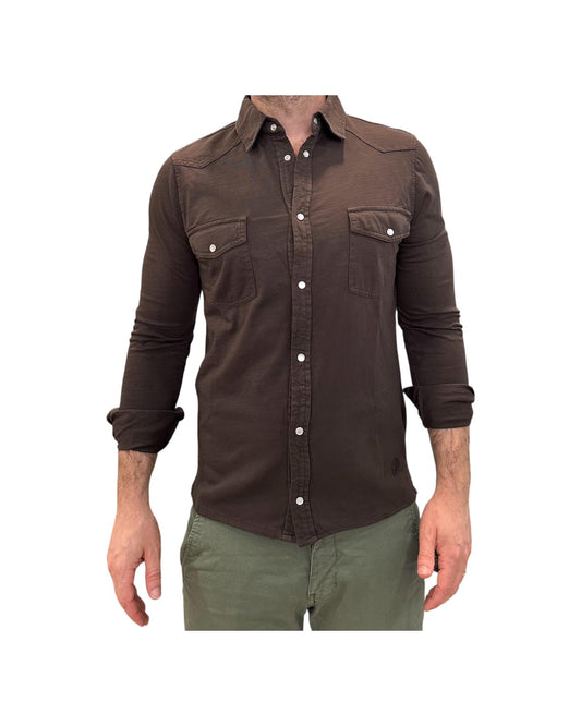 Camicia Western Uomo El Paso Fiammata, brown 6506 DARK BROWN BL'KER 