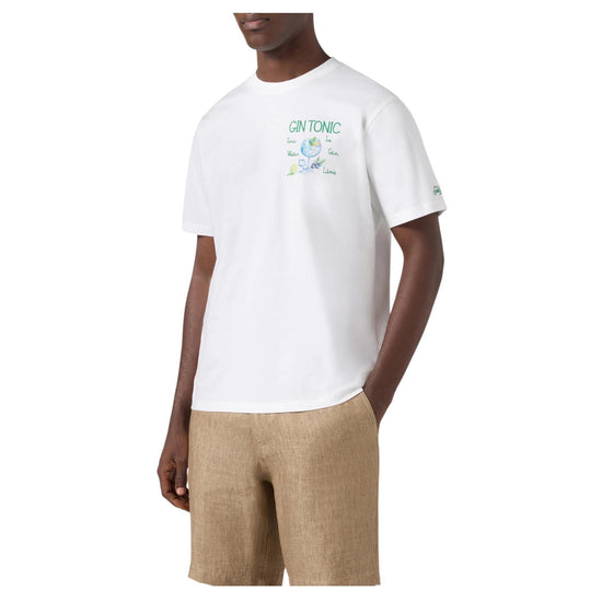 T-shirt Portofino bianca con ricamo Gin Tonic POT0001 02489L MC2 SAINT BARTH 