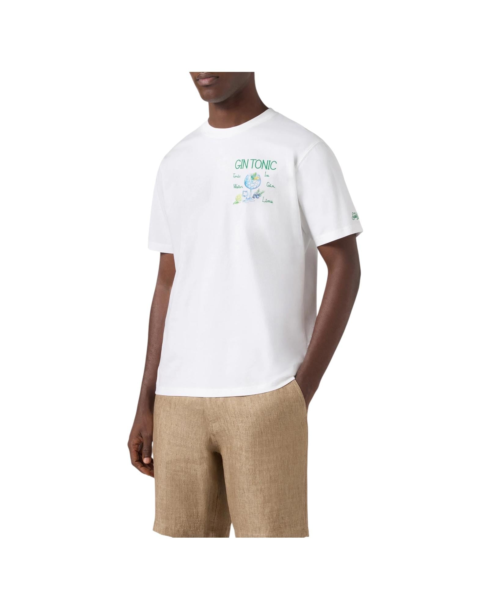 T-shirt Portofino bianca con ricamo Gin Tonic POT0001 02489L MC2 SAINT BARTH 