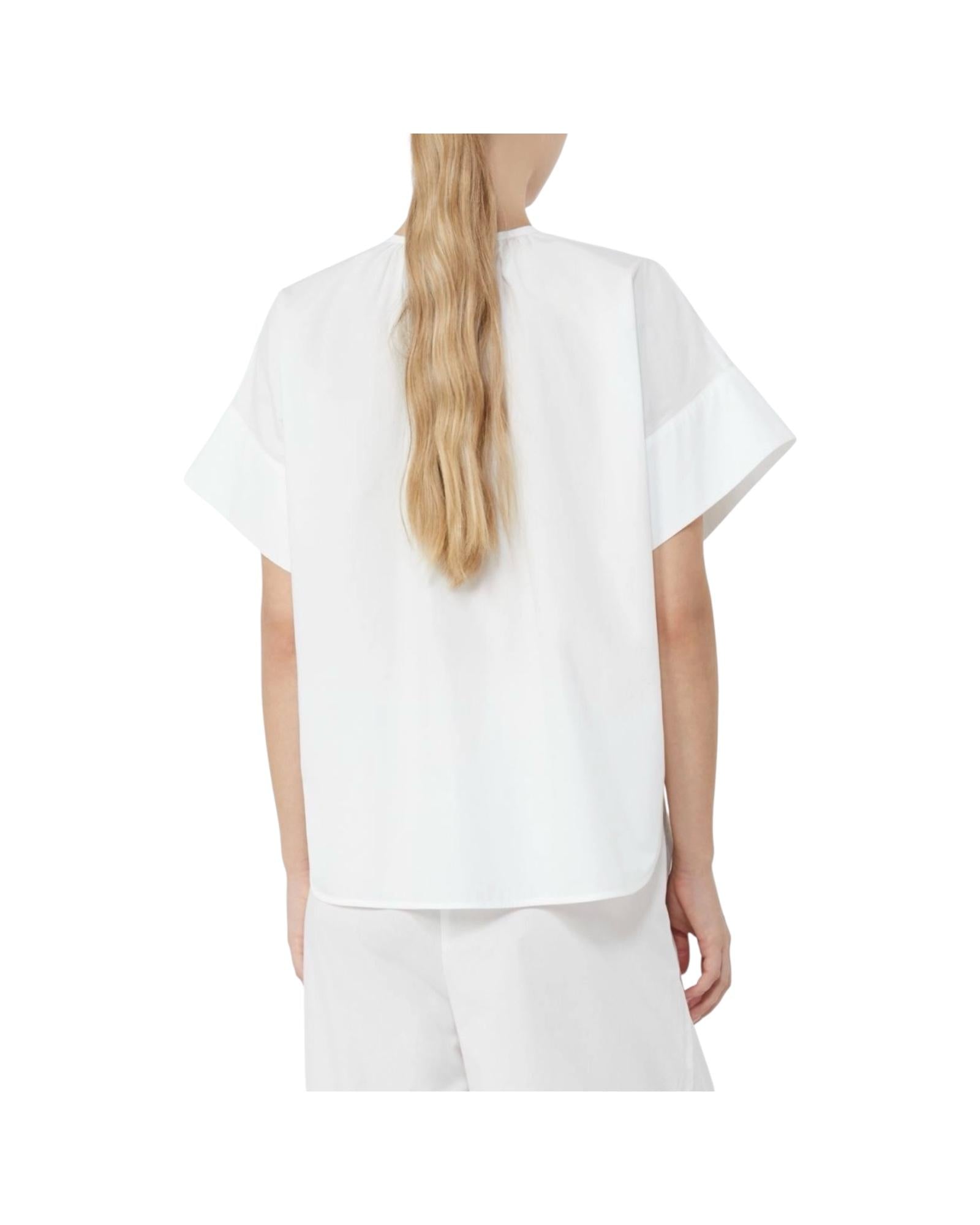 Camicia girocollo in popeline di cotone Bianco EDUCATA 004 MAX MARA WEEKEND 